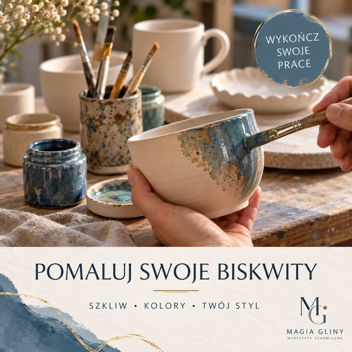 Bisque glazing - paint your works on the wheel or made at home.