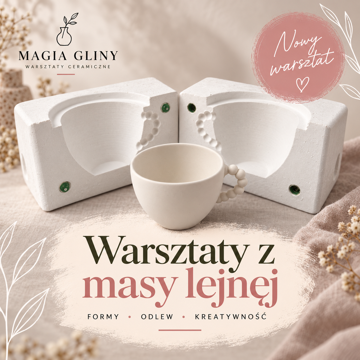 Warsztaty z masy lejnej |Odlewy  z form gipsowych | Magia Gliny